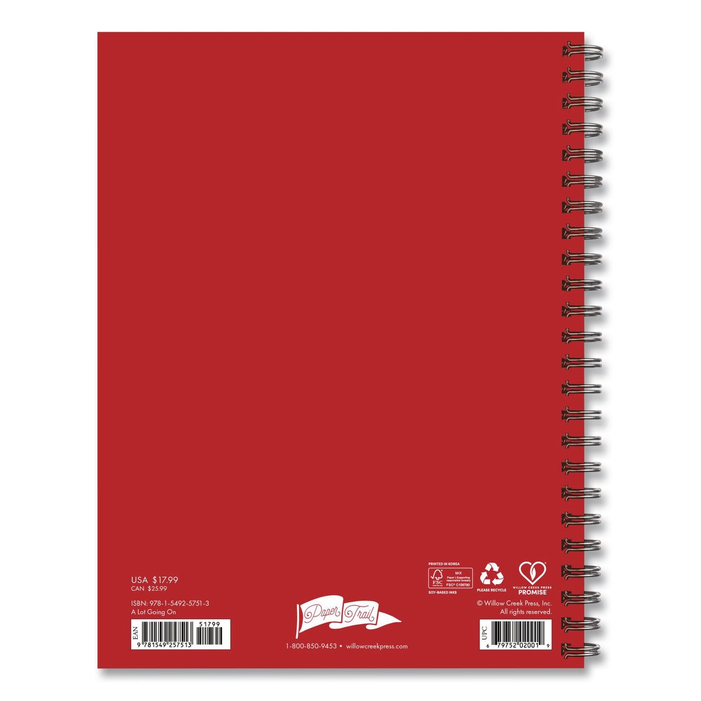 Willow Creek Press A Lot Going On Weekly/Monthly Planner, 8.5 x 6.5, White/Black/Red Cover, 12-Month (Jan to Dec): 2026 (WPR57513)