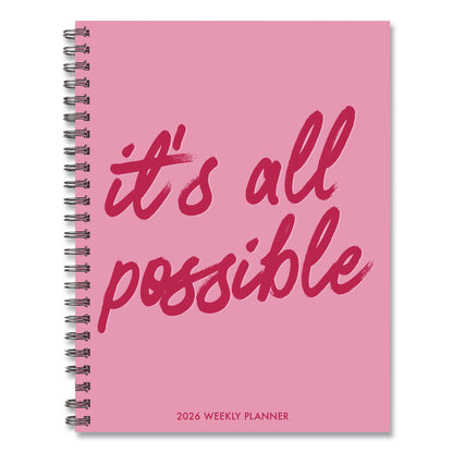 Willow Creek Press It's All Possible Weekly/Monthly Planner, 8.5 x 6.5, Pink Cover, 12-Month (Jan to Dec): 2026 (WPR57537)