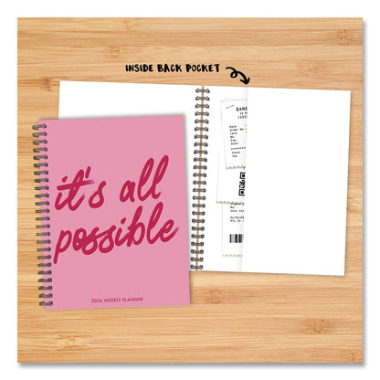 Willow Creek Press It's All Possible Weekly/Monthly Planner, 8.5 x 6.5, Pink Cover, 12-Month (Jan to Dec): 2026 (WPR57537)