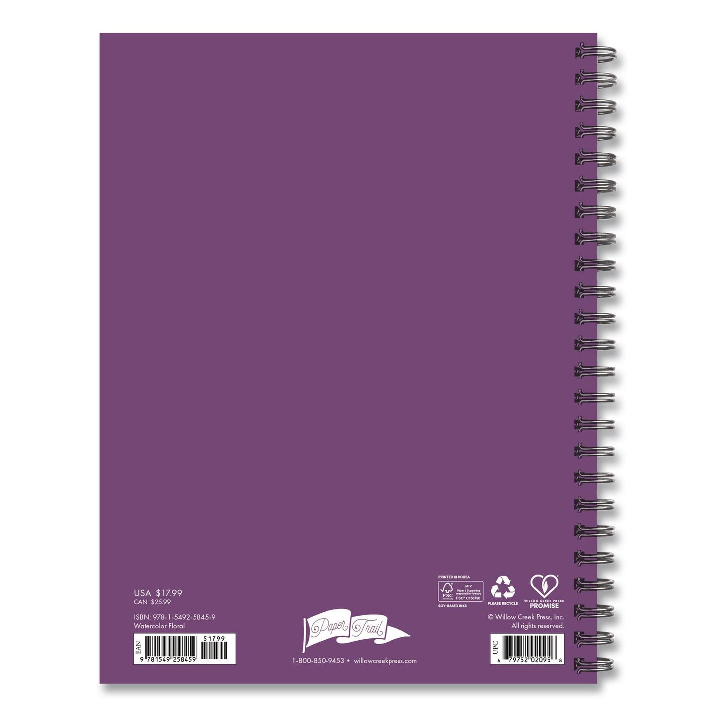 Willow Creek Press Watercolor Floral Weekly/Monthly Planner, 8.5 x 6.5, Multicolor Cover, 12-Month (Jan to Dec): 2026 (WPR58459)