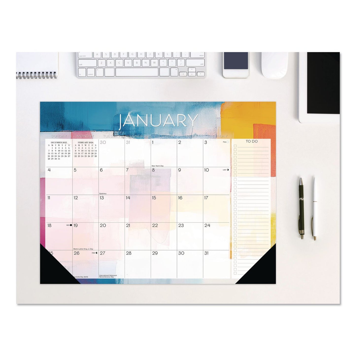 Willow Creek Press Abstract Art Large Monthly Desk Pad Calendar, 22x17, White/Multicolor Sheets, Black Headband/Corners, 12-Month (Jan-Dec) 2026 (WPR57193)