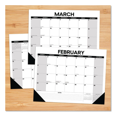 Willow Creek Press Basic Large Monthly Desk Pad Calendar, 22 x 17, White/Gray/Black Sheets, Black Headband/Corners, 12-Month (Jan to Dec) 2026 (WPR57209)