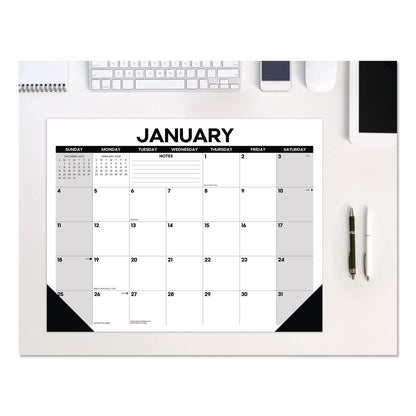 Willow Creek Press Basic Large Monthly Desk Pad Calendar, 22 x 17, White/Gray/Black Sheets, Black Headband/Corners, 12-Month (Jan to Dec) 2026 (WPR57209)