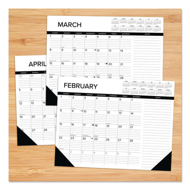 Willow Creek Press Black-and-White with Lines Large Monthly Desk Pad Calendar, 22 x 17, White Sheets, Black Corners, 12-Month (Jan to Dec): 2026 (WPR57216)