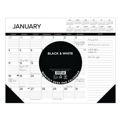 Willow Creek Press Black-and-White with Lines Large Monthly Desk Pad Calendar, 22 x 17, White Sheets, Black Corners, 12-Month (Jan to Dec): 2026 (WPR57216)