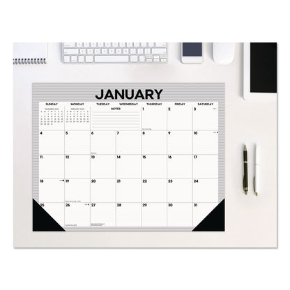 Willow Creek Press Perfect Pinstripe Large Monthly Desk Pad Calendar, 22x17, White/Gray Sheets, Black Headband/Corners, 12-Month (Jan-Dec) 2026 (WPR57261)