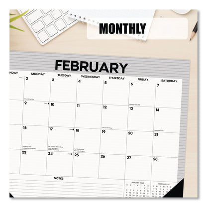 Willow Creek Press Perfect Pinstripe Large Monthly Desk Pad Calendar, 22x17, White/Gray Sheets, Black Headband/Corners, 12-Month (Jan-Dec) 2026 (WPR57261)