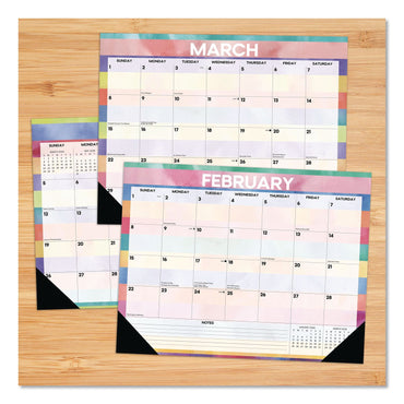 Willow Creek Press Watercolor Stripes Large Monthly Desk Pad Calendar, 22x17, Multicolor Sheets, Black Headband/Corners, 12-Month (Jan-Dec) 2026 (WPR57292)