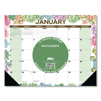Willow Creek Press Succulents Large Monthly Desk Pad Calendar, 22 x 17, White/Multicolor Sheets, Black Headband/Corners, 12-Month (Jan-Dec) 2026 (WPR57285)
