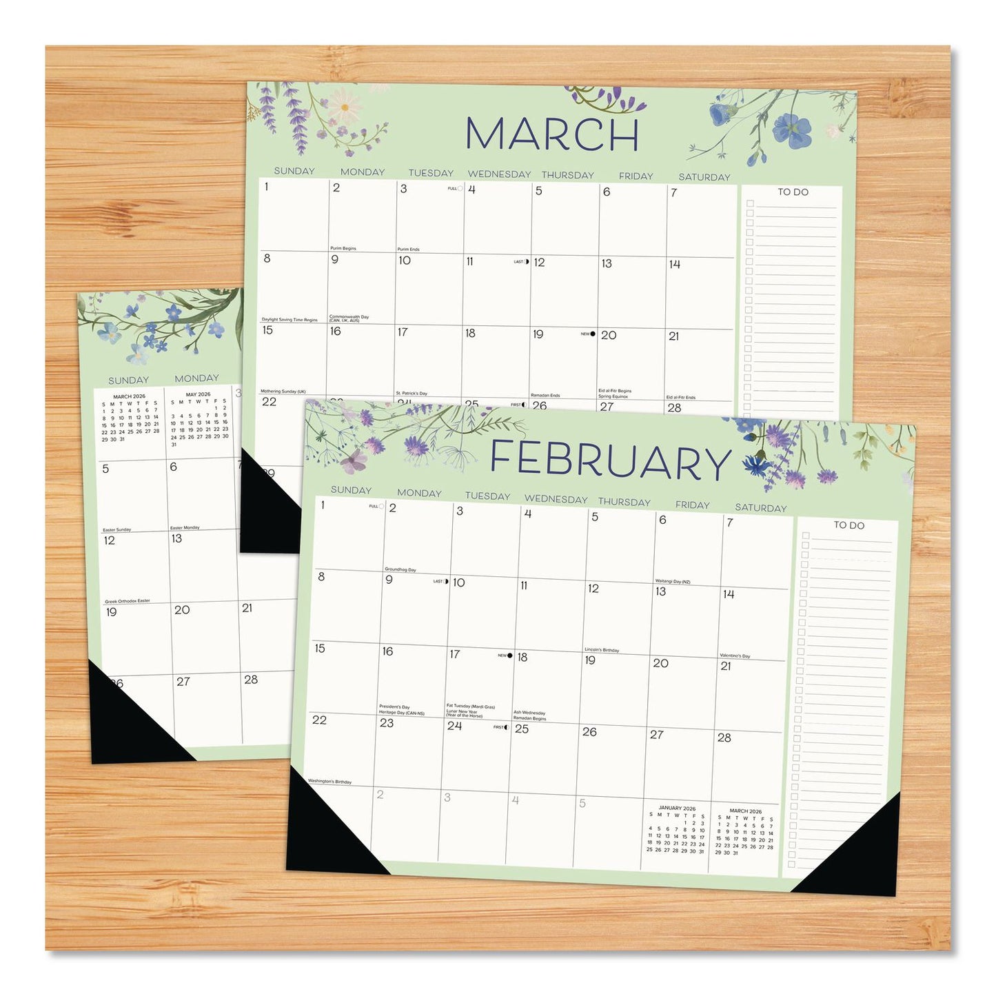 Willow Creek Press Wildflowers Large Monthly Desk Pad Calendar, 22 x 17, Multicolor Sheets, Black Headband/Corners, 12-Month (Jan to Dec) 2026 (WPR57308)