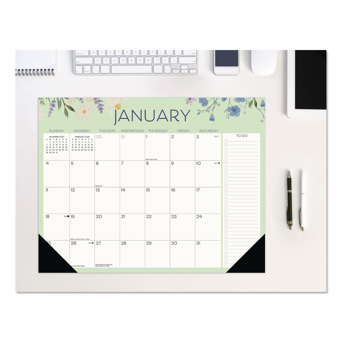 Willow Creek Press Wildflowers Large Monthly Desk Pad Calendar, 22 x 17, Multicolor Sheets, Black Headband/Corners, 12-Month (Jan to Dec) 2026 (WPR57308)
