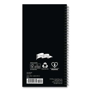 Willow Creek Press Black Softcover Weekly/Monthly Spiral Planner. 6.5 x 3.5, Black Cover, 12-Month (Jan to Dec): 2026 (WPR57315)