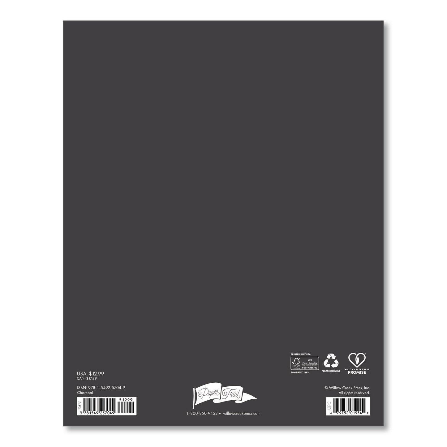 Willow Creek Press Charcoal Monthly Planner, 9.5 x 7.5, Charcoal Cover, 12-Month (Jan to Dec): 2026 (WPR57049)