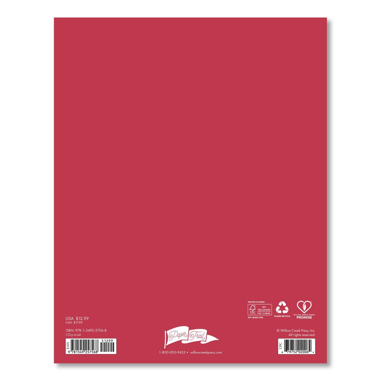 Willow Creek Press I Cry a Lot Monthly Planner, 9.5 x 7.5, Pink Cover, 12-Month (Jan to Dec): 2026 (WPR57568)