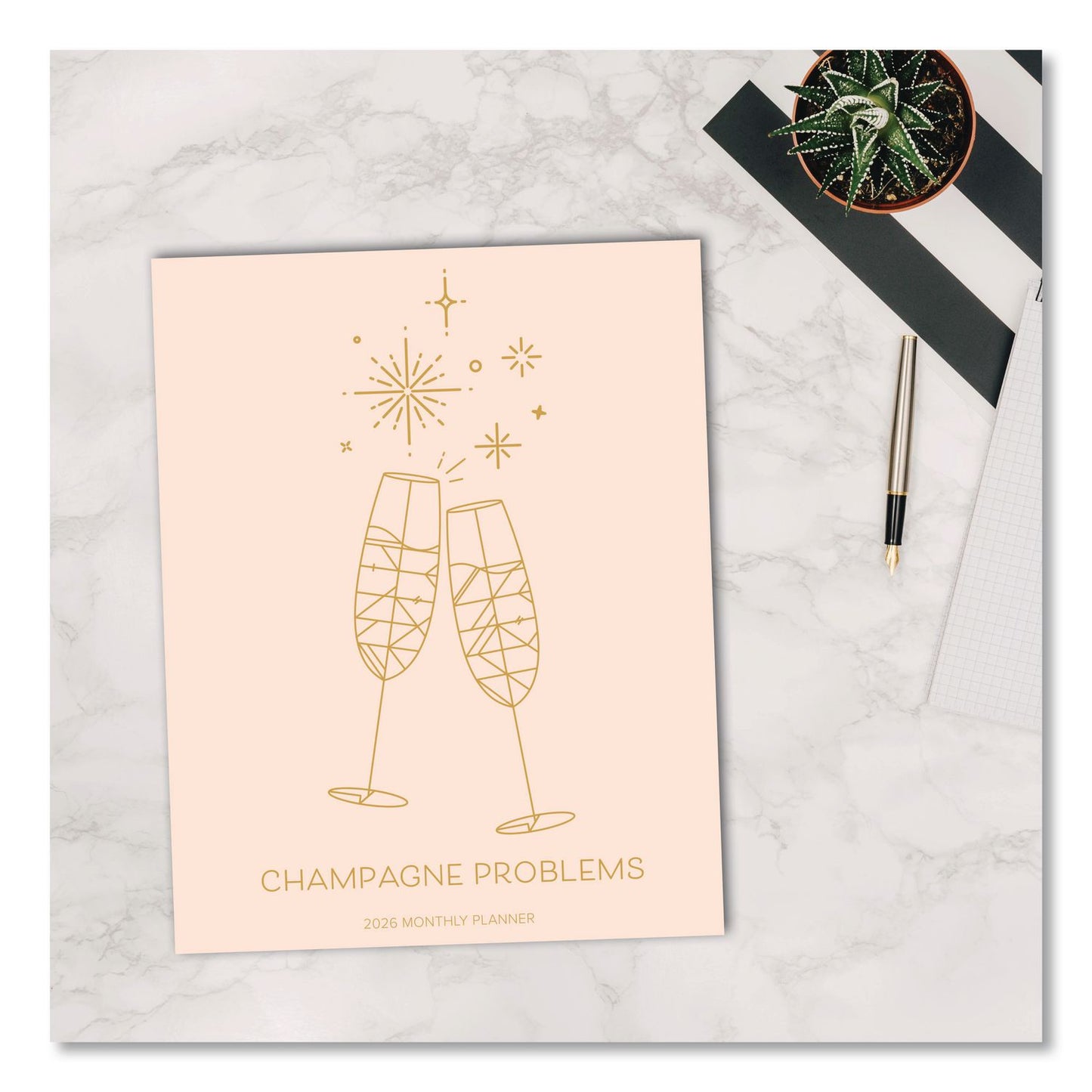 Willow Creek Press Problems Monthly Planner, 9.5 x 7.5, Champagne Cover, 12-Month (Jan to Dec): 2026 (WPR58541)