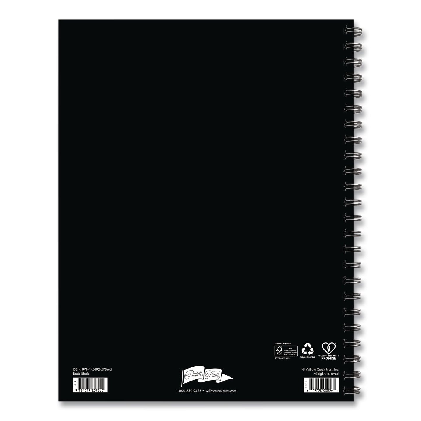 Willow Creek Press Basic Black Weekly/Monthly Planner, 11 x 8.5, Black Cover, 12-Month (Jan to Dec): 2026 (WPR57865)