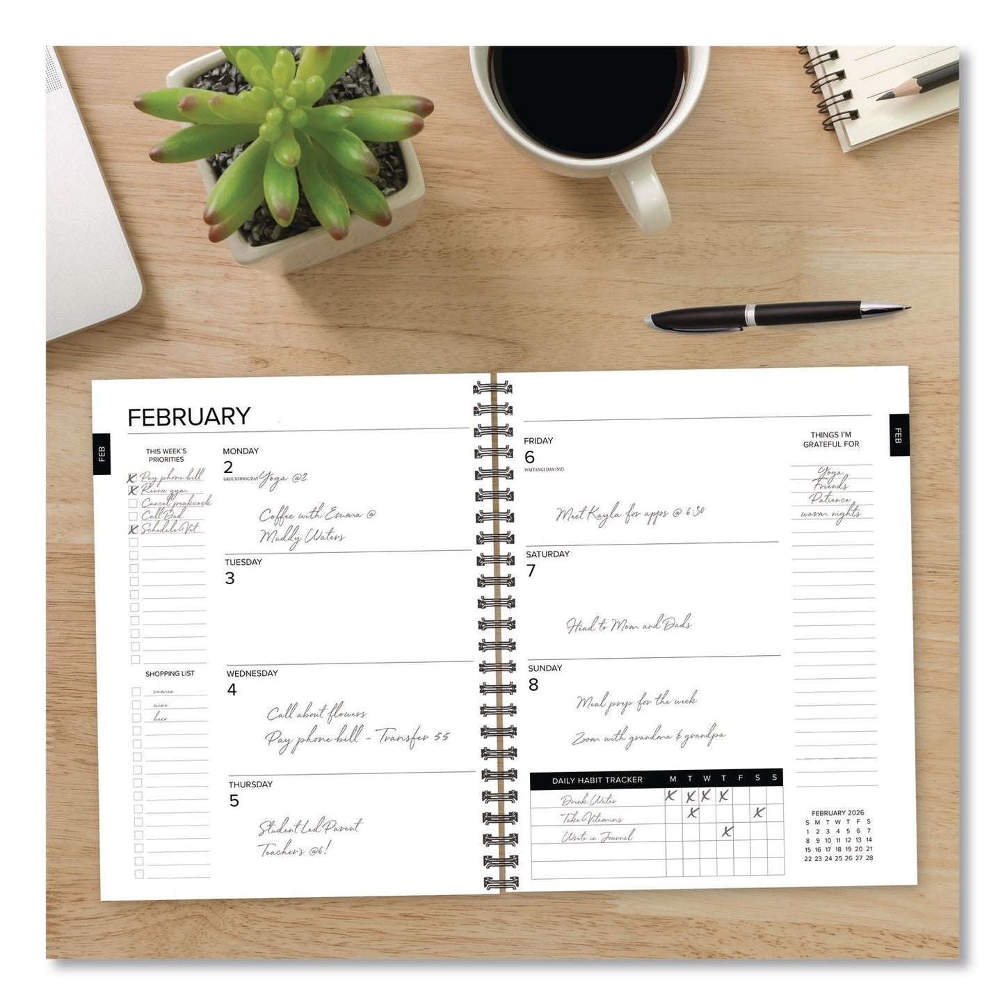 Willow Creek Press Basic Black Weekly/Monthly Planner, 11 x 8.5, Black Cover, 12-Month (Jan to Dec): 2026 (WPR57865)