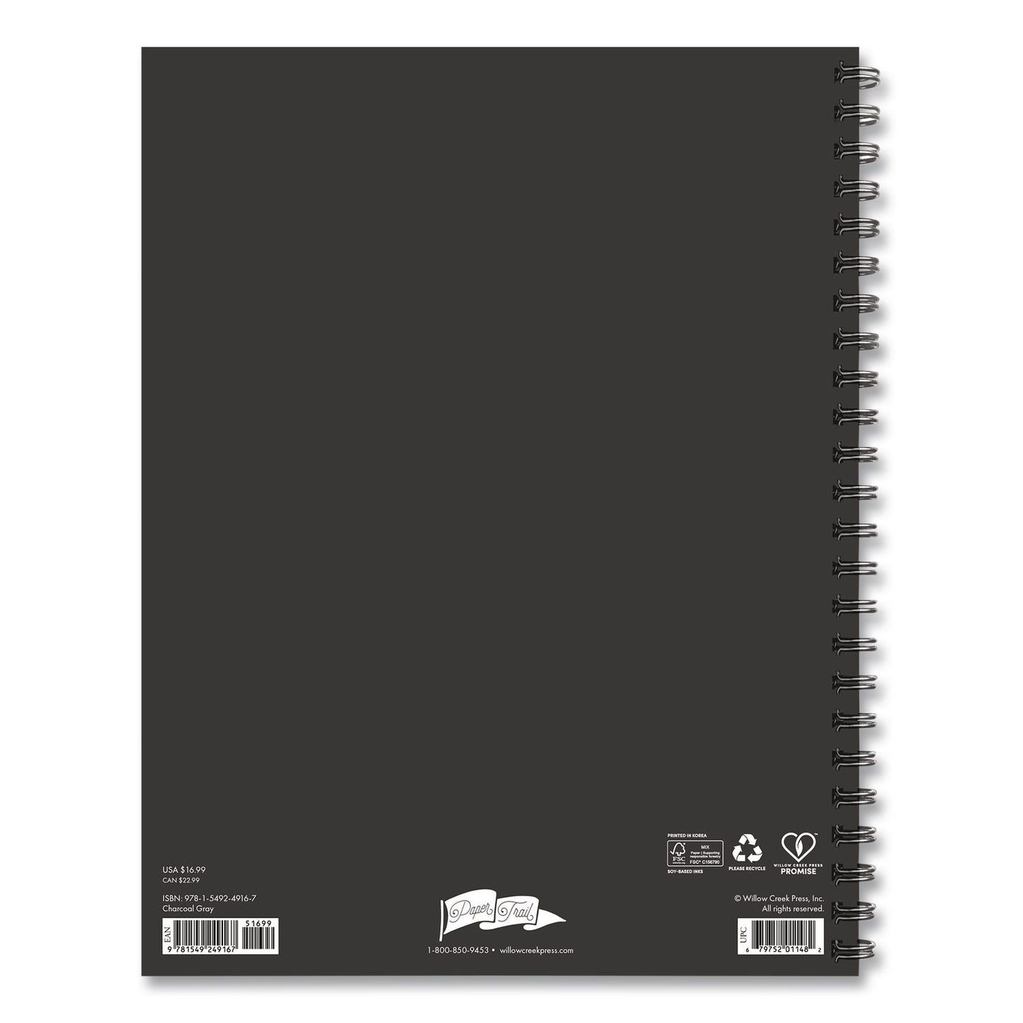 Willow Creek Press Charcoal Gray Undated Monthly Planner, 11 x 8.5, Charcoal Gray, Undated (WPR49167)