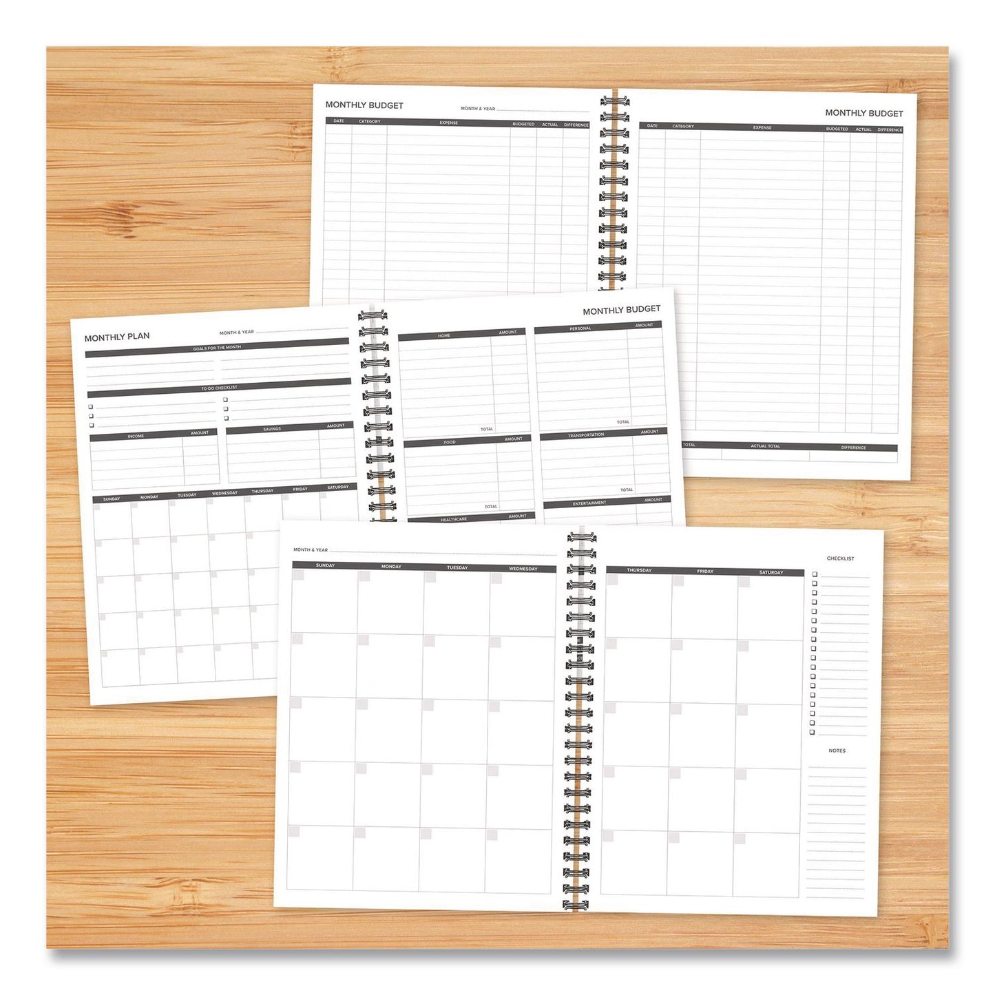 Willow Creek Press Budget Monthly Planner, 11 x 8.5, Black Cover, 12-Month, Undated (WPR40324)