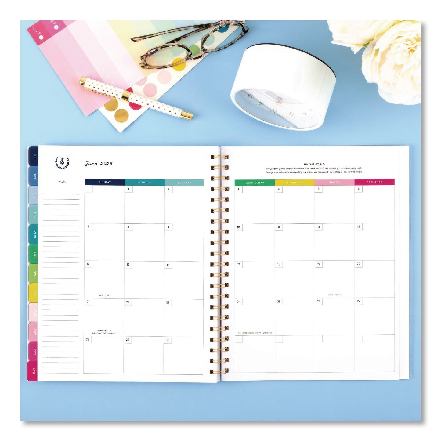 AT-A-GLANCE® Simplified Planner by Emily Ley: Academic Weekly/Monthly Book, 11 x 8.5, Lilac Plaid Cover, 12-Month: July 2025 to June 2026 (AAGEL39901A26)