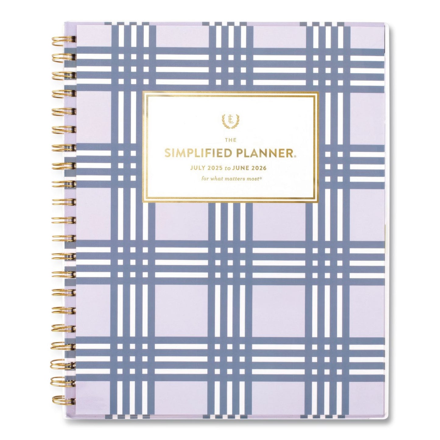 AT-A-GLANCE® Simplified Planner by Emily Ley: Academic Weekly/Monthly Book, 11 x 8.5, Lilac Plaid Cover, 12-Month: July 2025 to June 2026 (AAGEL39901A26)
