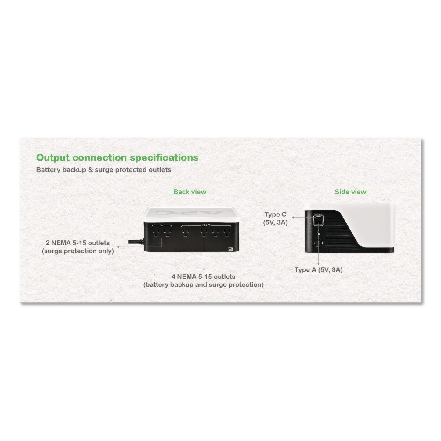 APC® Back-UPS BE500G3 Battery Backup System, 6 Outlets, 500 VA, 490 J (APABE500G3)