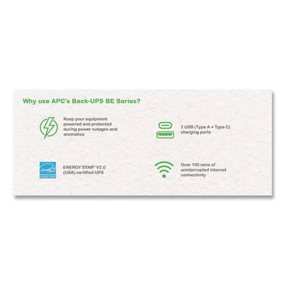 APC® Back-UPS BE900G3 Battery Backup System, 8 Outlets, 900 VA, 490 J (APABE900G3)