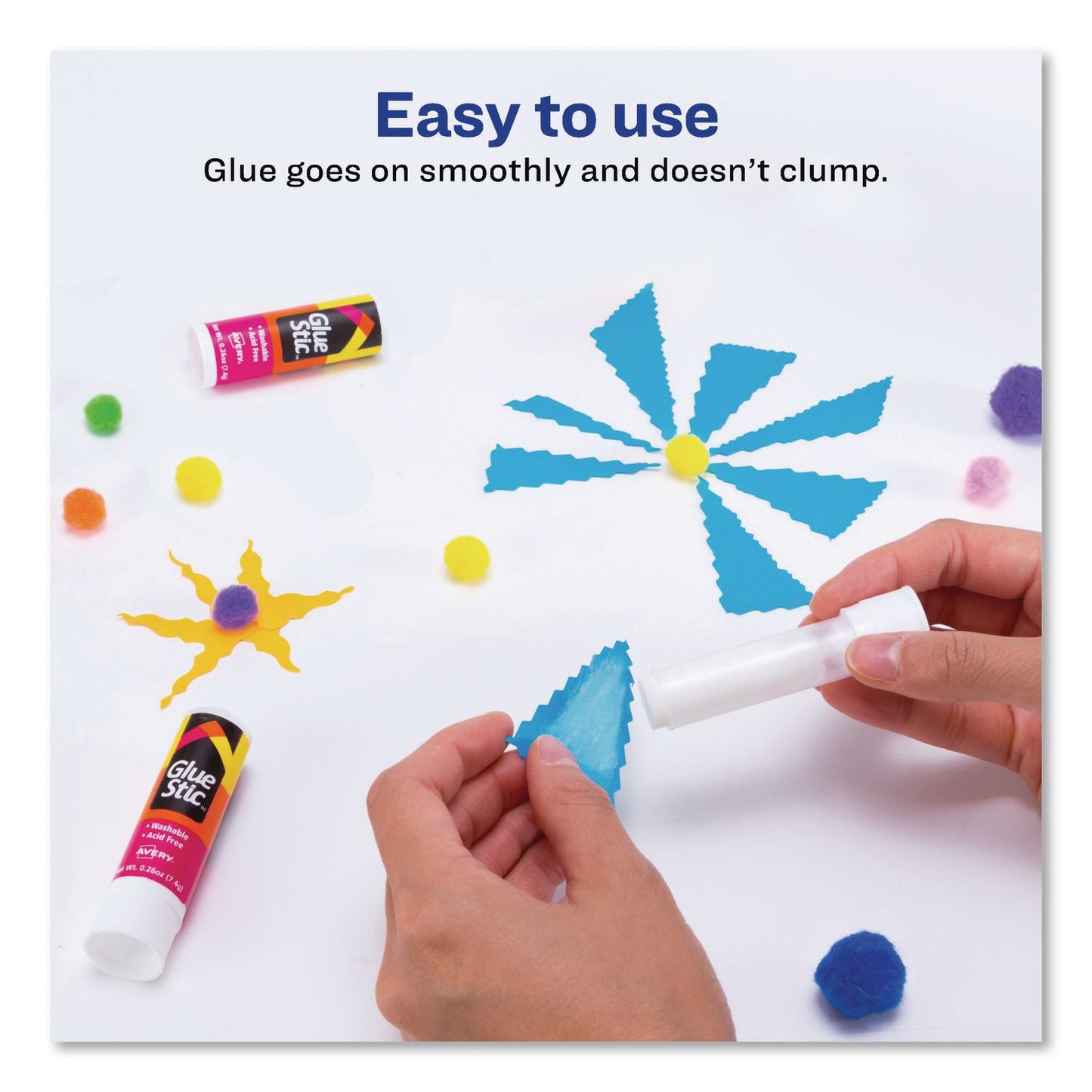 Avery® Permanent Glue Stic, 0.26 oz, Applies White, Dries Clear, 3/Pack (AVE00166PK)
