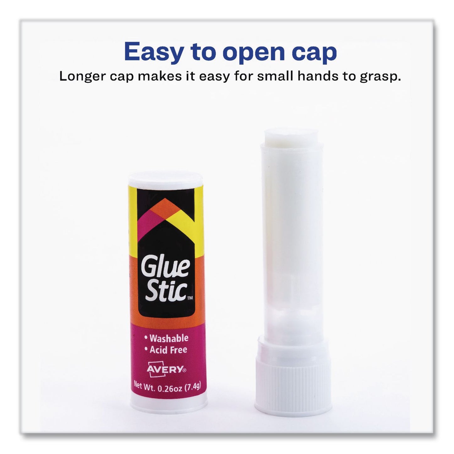 Avery® Permanent Glue Stic, 0.26 oz, Applies White, Dries Clear, 3/Pack (AVE00166PK)