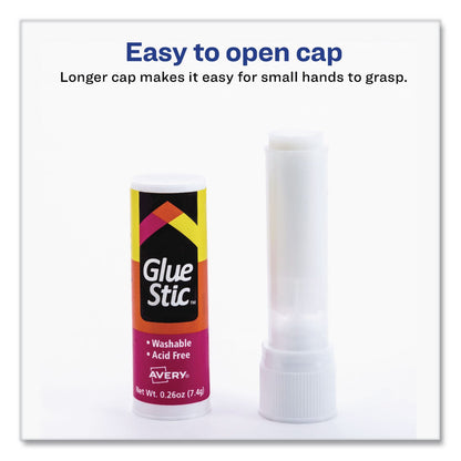 Avery® Permanent Glue Stic, 0.26 oz, Applies White, Dries Clear, 3/Pack (AVE00166PK)