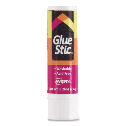 Avery® Permanent Glue Stic, 0.26 oz, Applies White, Dries Clear, 3/Pack (AVE00166PK)