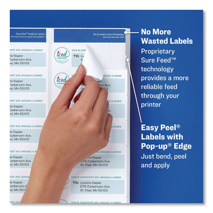Avery® Easy Peel White Address Labels with Sure Feed Technology, Laser, 1 x 2.63, 30/Sheet, 100 Sheets/Pack, 5 Packs/Carton (AVE5160CT)