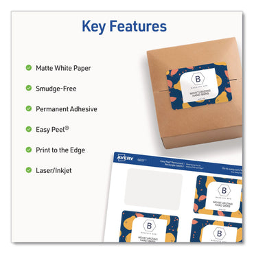 Avery® Rectangular Labels with Sure Feed Technology, Inkjet/Laser, 2 x 3, Matte White, 8 Labels/Sheet, 25 Sheets/Pack (AVE05619)