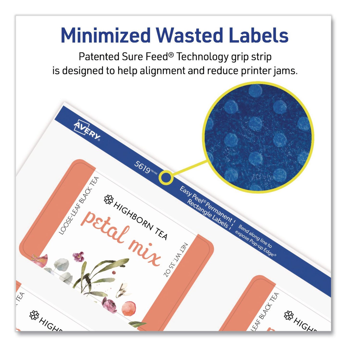 Avery® Rectangular Labels with Sure Feed Technology, Inkjet/Laser, 2 x 3, Matte White, 8 Labels/Sheet, 25 Sheets/Pack (AVE05619)