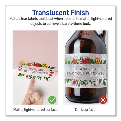 Avery® Matte Clear Address Labels with Sure Feed Technology, Inkjet/Laser, 1.33 x 4, 14/Sheet, 10 Sheets/Pack (AVE08124)