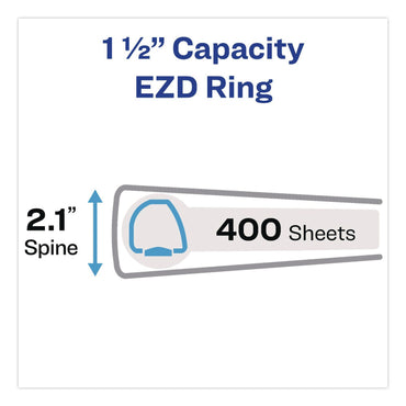 Avery® Durable View Binder with DuraHinge and EZD Rings, 3 Rings, 1.5" Capacity, 11 x 8.5, White, 12/Carton (AVE09401CT)
