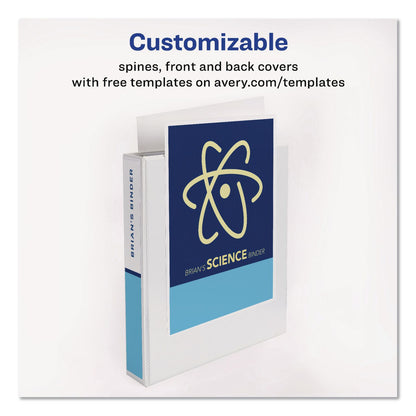Avery® Durable View Binder with DuraHinge and EZD Rings, 3 Rings, 1.5" Capacity, 11 x 8.5, White, 12/Carton (AVE09401CT)