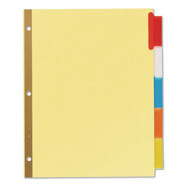 Avery® Insertable Big Tab Dividers, 5-Tab, Double-Sided Gold Edge Reinforcing, 11 x 8.5, Buff, Assorted Tabs, 48 Sets/Carton (AVE11109CT)