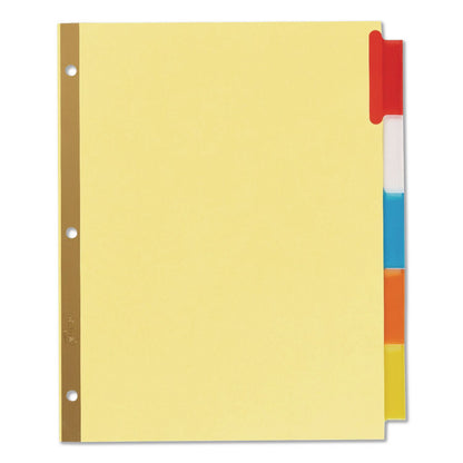 Avery® Insertable Big Tab Dividers, 5-Tab, Double-Sided Gold Edge Reinforcing, 11 x 8.5, Buff, Assorted Tabs, 48 Sets/Carton (AVE11109CT)