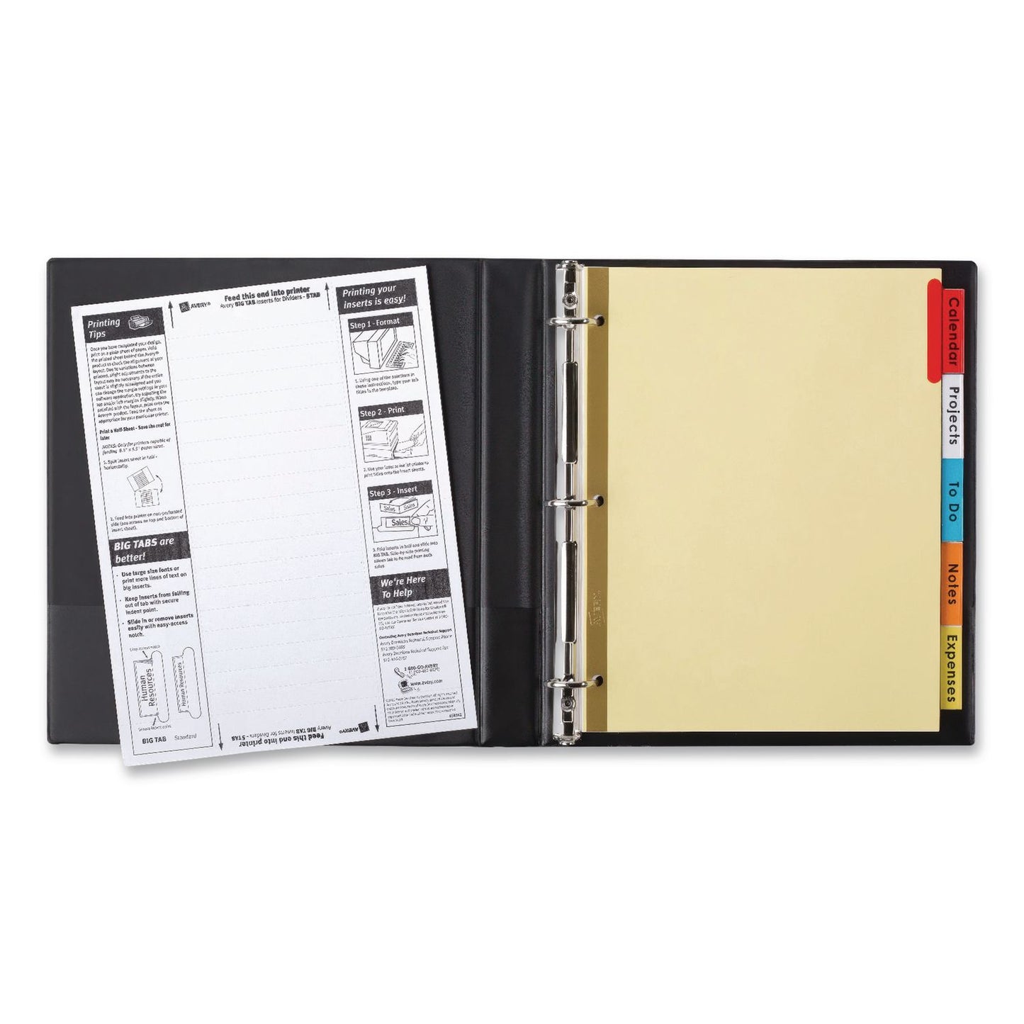 Avery® Insertable Big Tab Dividers, 5-Tab, Double-Sided Gold Edge Reinforcing, 11 x 8.5, Buff, Assorted Tabs, 48 Sets/Carton (AVE11109CT)