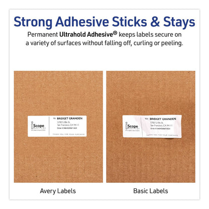 Avery® Waterproof Film Address Labels with Sure Feed Technology. Laser, 1 x 2.63, White, 30/Sheet, 10 Sheets/Pack (AVE15509)