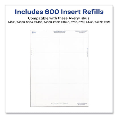 Avery® Name Badge Insert Refills, Horizontal, 3 x 4, White, 600/Pack (AVE35392)