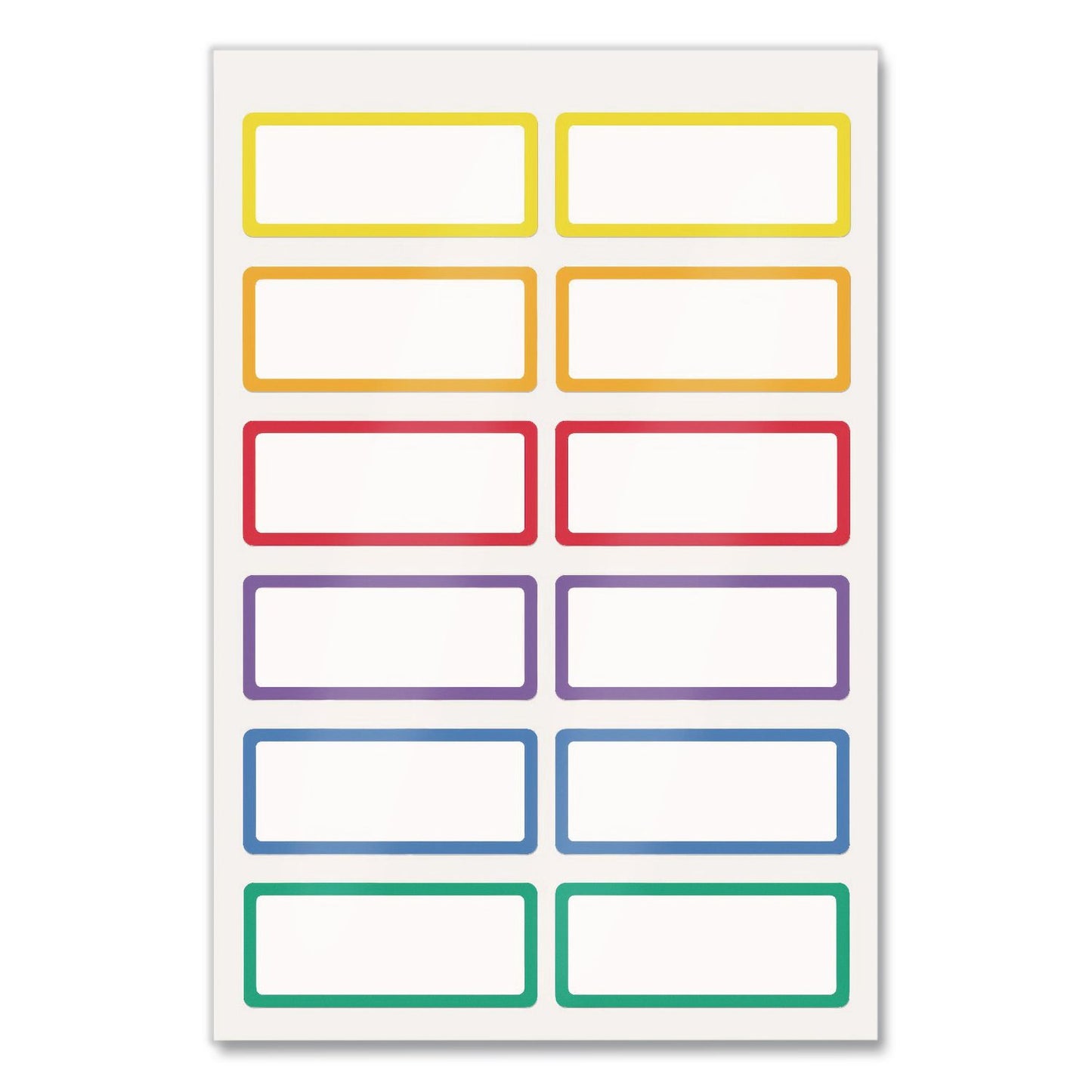 Avery® No-Iron Fabric Labels, Rainbow Border, Handwrite Only, 0.75 x 1.75, White, 12/Sheet, 2 Sheets/Pack (AVE40706)