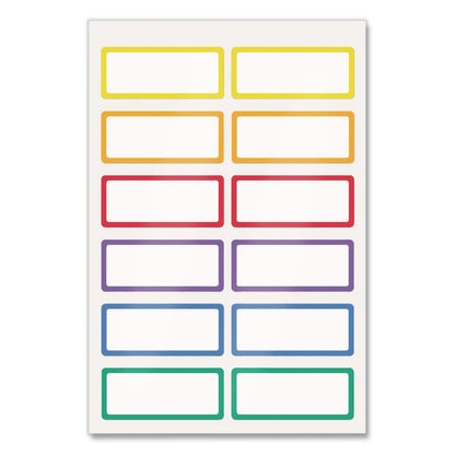 Avery® No-Iron Fabric Labels, Rainbow Border, Handwrite Only, 0.75 x 1.75, White, 12/Sheet, 2 Sheets/Pack (AVE40706)