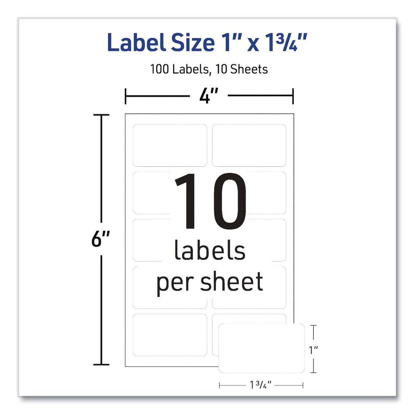 Avery® No-Iron Fabric Labels, Handwrite Only, 1 x 1.75, White, 10/Sheet, 10 Sheets/Pack (AVE40723)