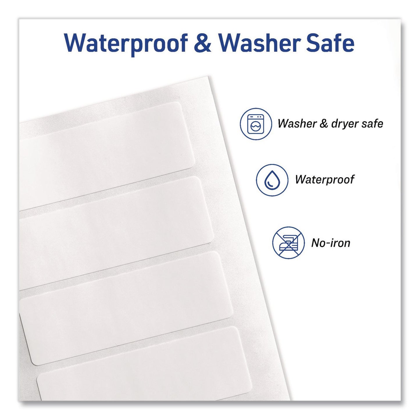 Avery® No-Iron Fabric Labels, Handwrite Only, 1 x 3, White, 5/Sheet, 10 Sheets/Pack (AVE40725)