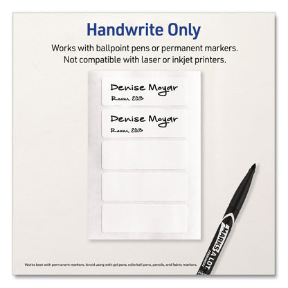 Avery® No-Iron Fabric Labels, Handwrite Only, 1 x 3, White, 5/Sheet, 10 Sheets/Pack (AVE40725)