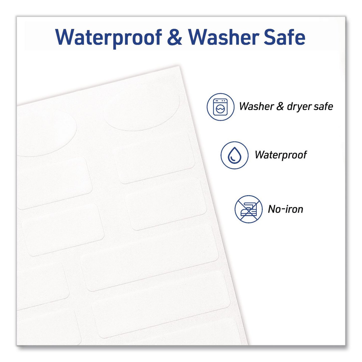 Avery® No-Iron Fabric Labels, Handwrite Only, Assorted Shapes and Sizes, White, 15/Sheet, 10 Sheets/Pack (AVE40726)