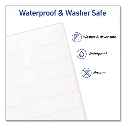 Avery® No-Iron Fabric Labels, Handwrite Only, Assorted Shapes and Sizes, White, 15/Sheet, 10 Sheets/Pack (AVE40726)