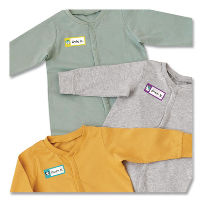 Avery® No-Iron Fabric Labels, Character/Colored Border, Handwrite Only, 0.75 x 1.75, White, 12/Sheet, 2 Sheets/Pack (AVE40770)